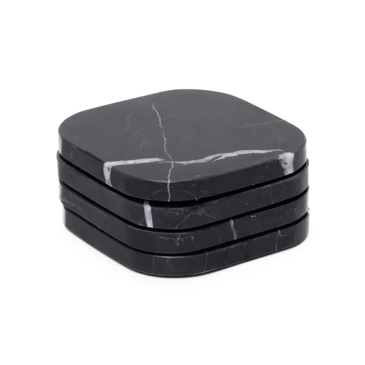 Schwarze Marmor Untersetzer (4 Stueck)