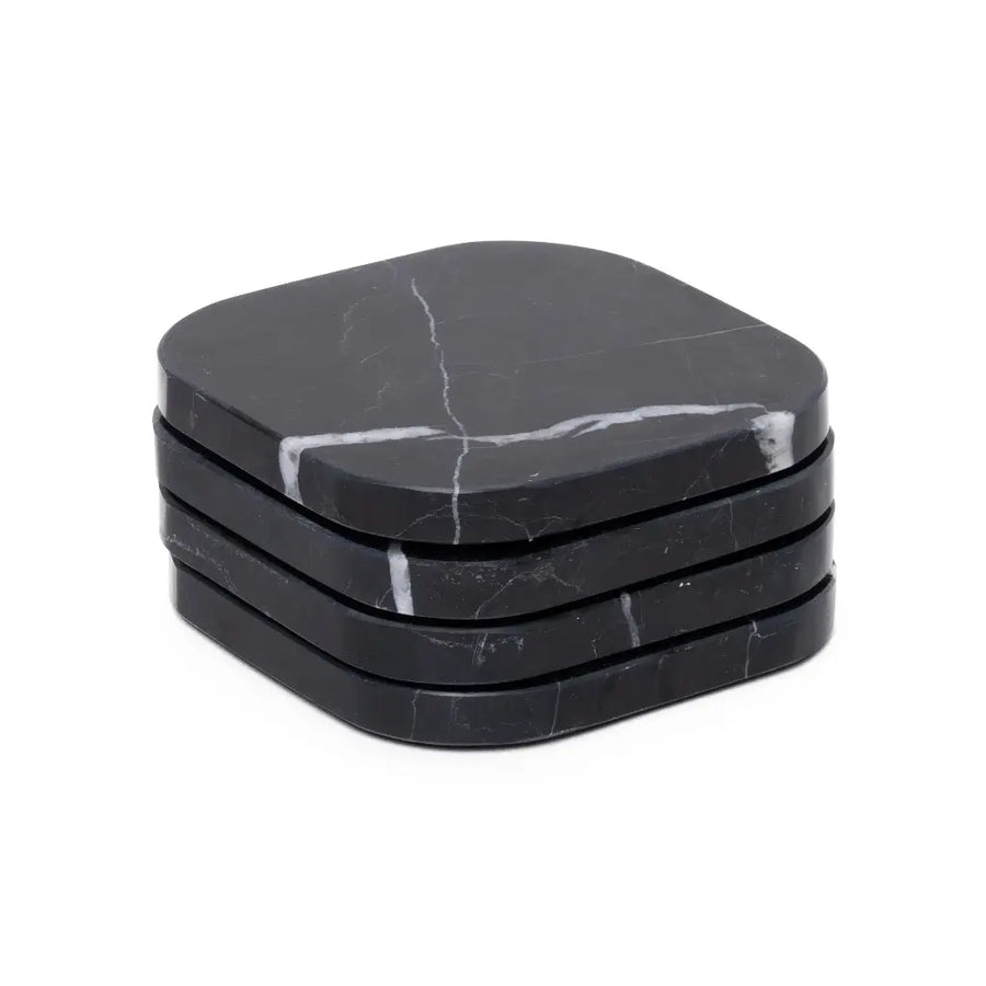 Schwarze Marmor Untersetzer (4 Stueck)