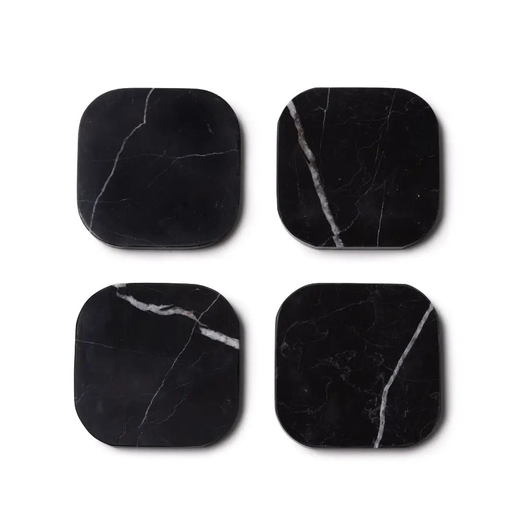 Schwarze Marmor Untersetzer (4 Stueck)