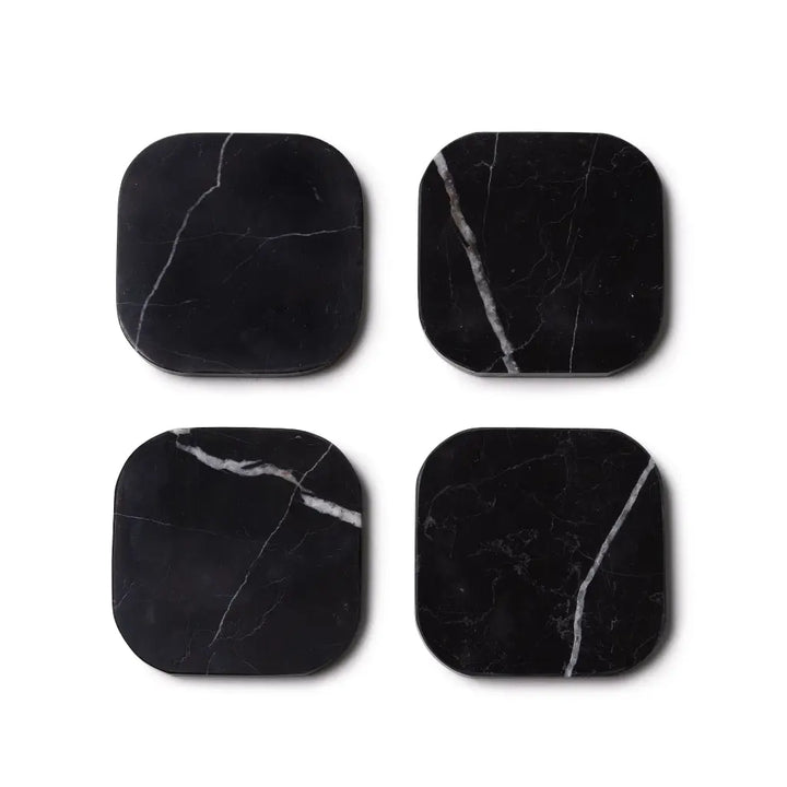 Schwarze Marmor Untersetzer (4 Stueck)