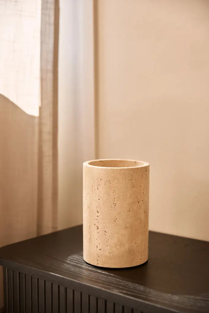 Travertin Stein Vase / Flaschenkuehler