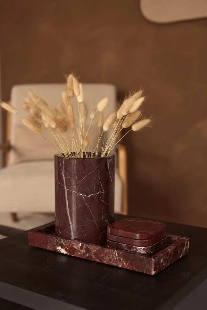 Rote Marmor Vase / Flaschenkuehler