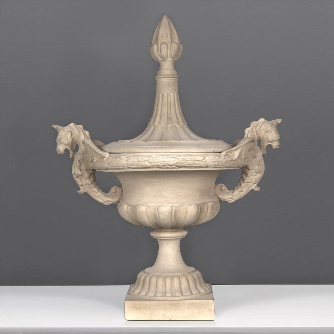Seepferdchen-Marmorurne mit Deckel