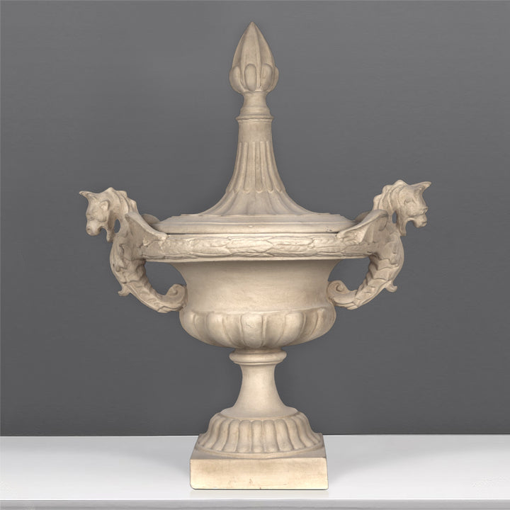 Seepferdchen-Marmorurne mit Deckel
