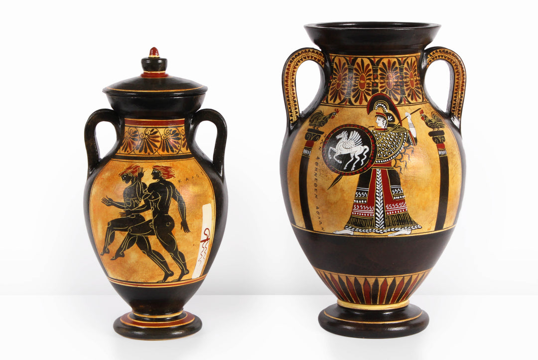 Antike griechische schwarzfigurige Bauchamphore mit Ajax und Achilles