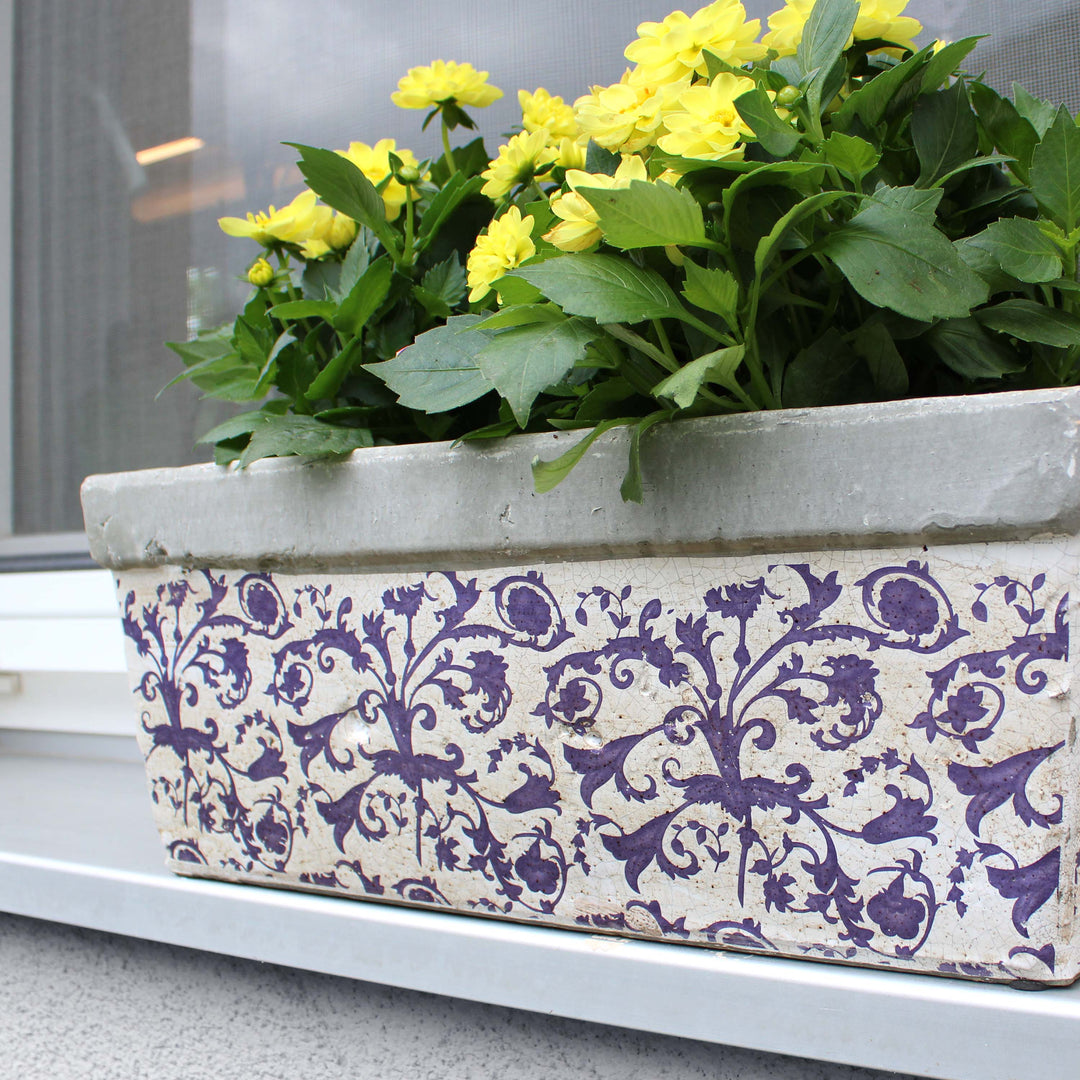 Mediterraner Rechteckiger Blauer Pflanztopf
