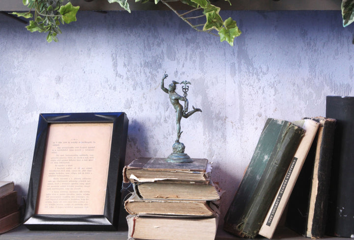 Giambologna Merkur Figur (Grüne Bronze)