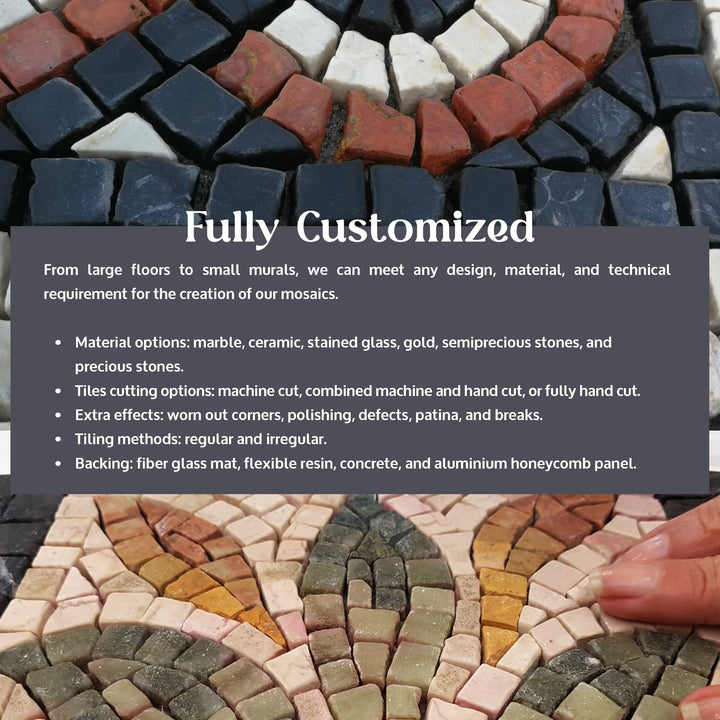 Geometrisches Medusa-Zentrum Marmor-Mosaik