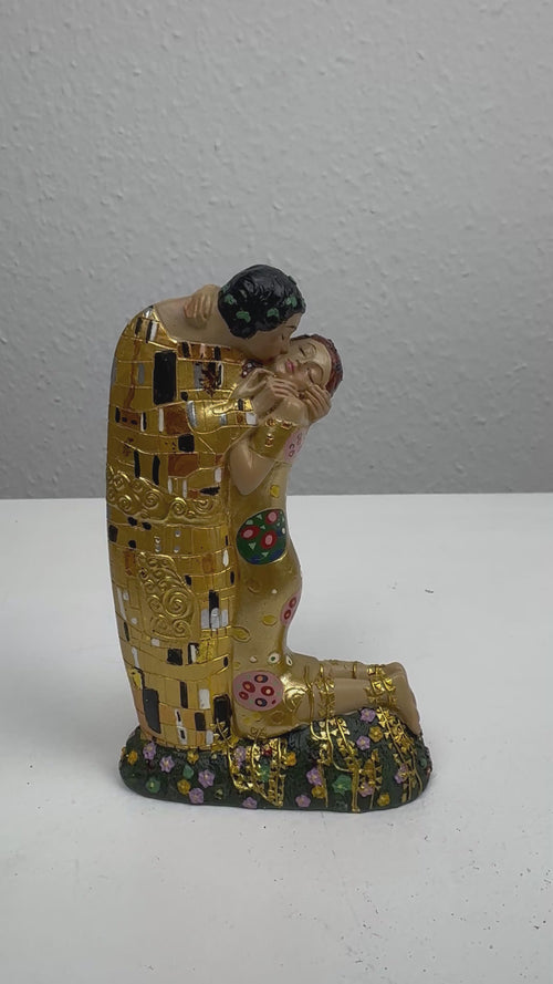 Liebes Skulptur – Der Kuss von Klimt (Klein, Liebespaar Statue)