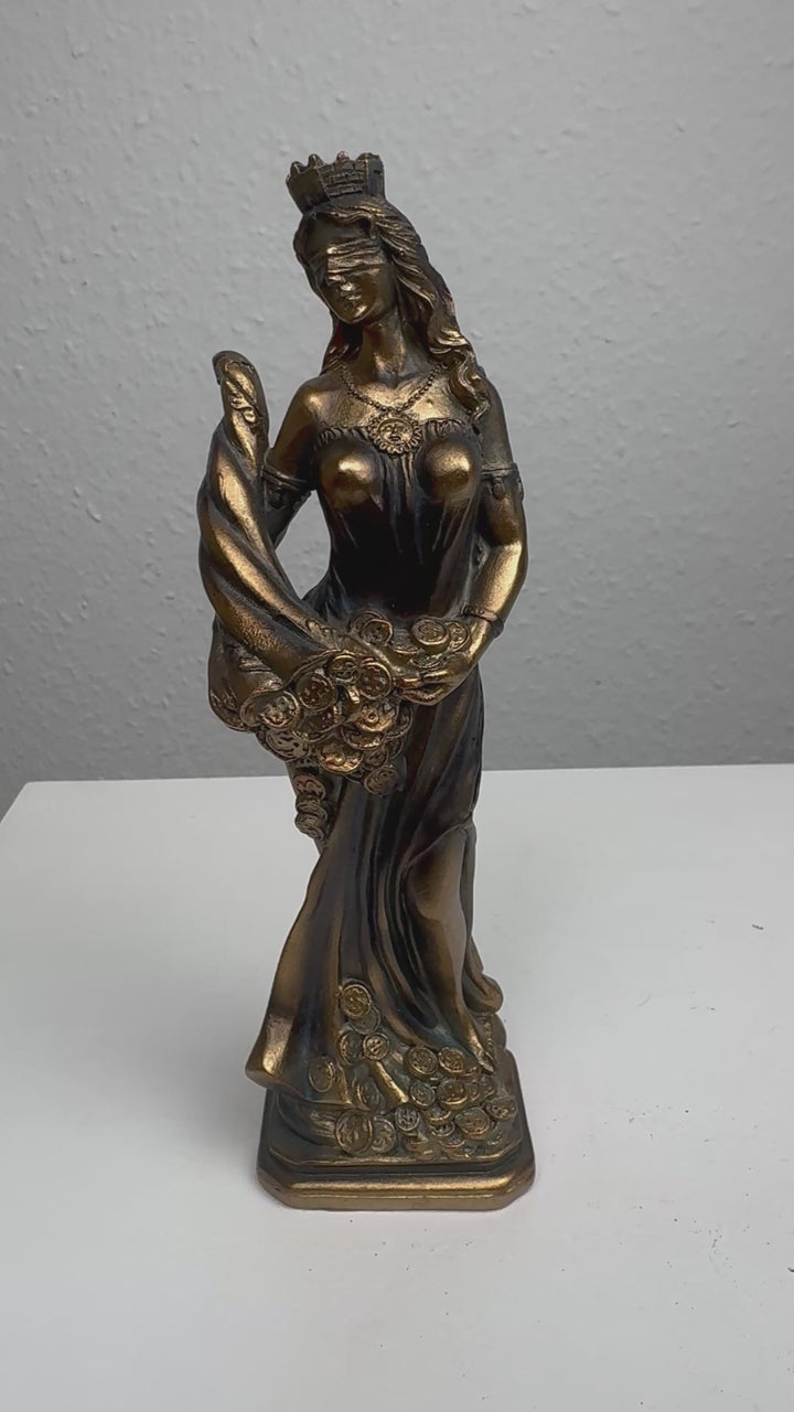 Fortuna Skulptur – Göttin des Glücks und Reichtums (Klein, Patinierte Bronzefigur)