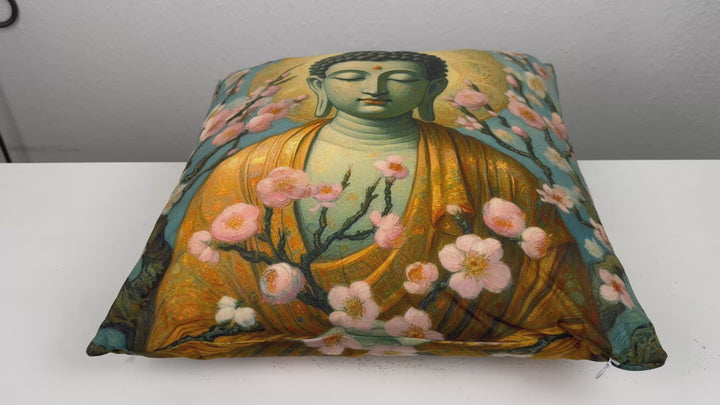 Buddha Kissenbezug mit Kirschblüten (Zen Meditationskissen)