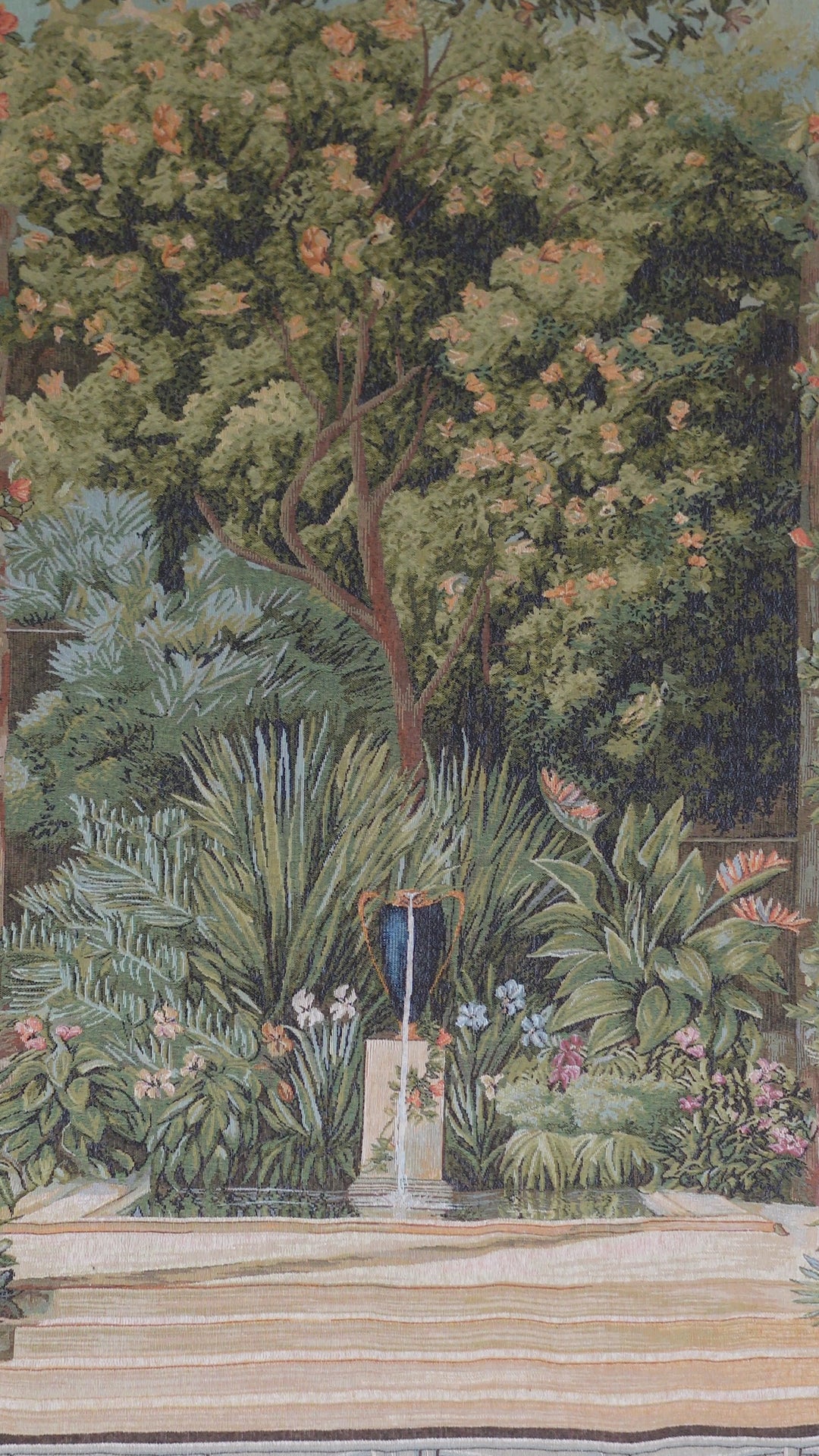 Grüner Gobelin Wandteppich – Malmaison Pflanzenmotiv (Jacquard gewebt)