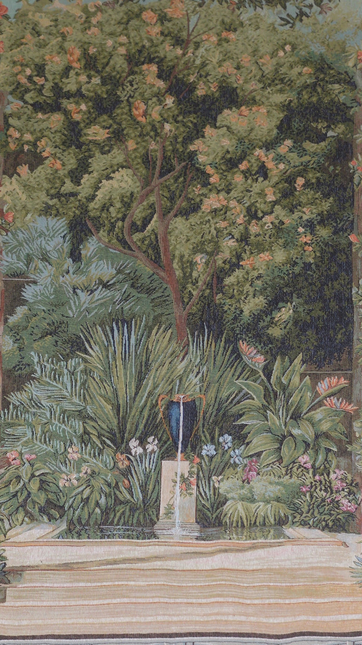 Grüner Gobelin Wandteppich – Malmaison Pflanzenmotiv (Jacquard gewebt)