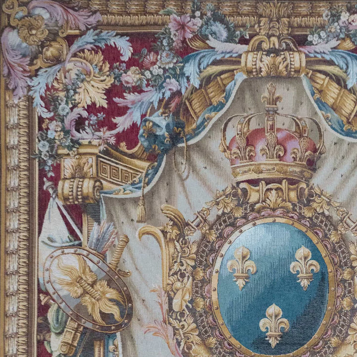 Großes Wappen – Gobelin Wandteppich (Jacquard gewebt) – Roter Hintergrund