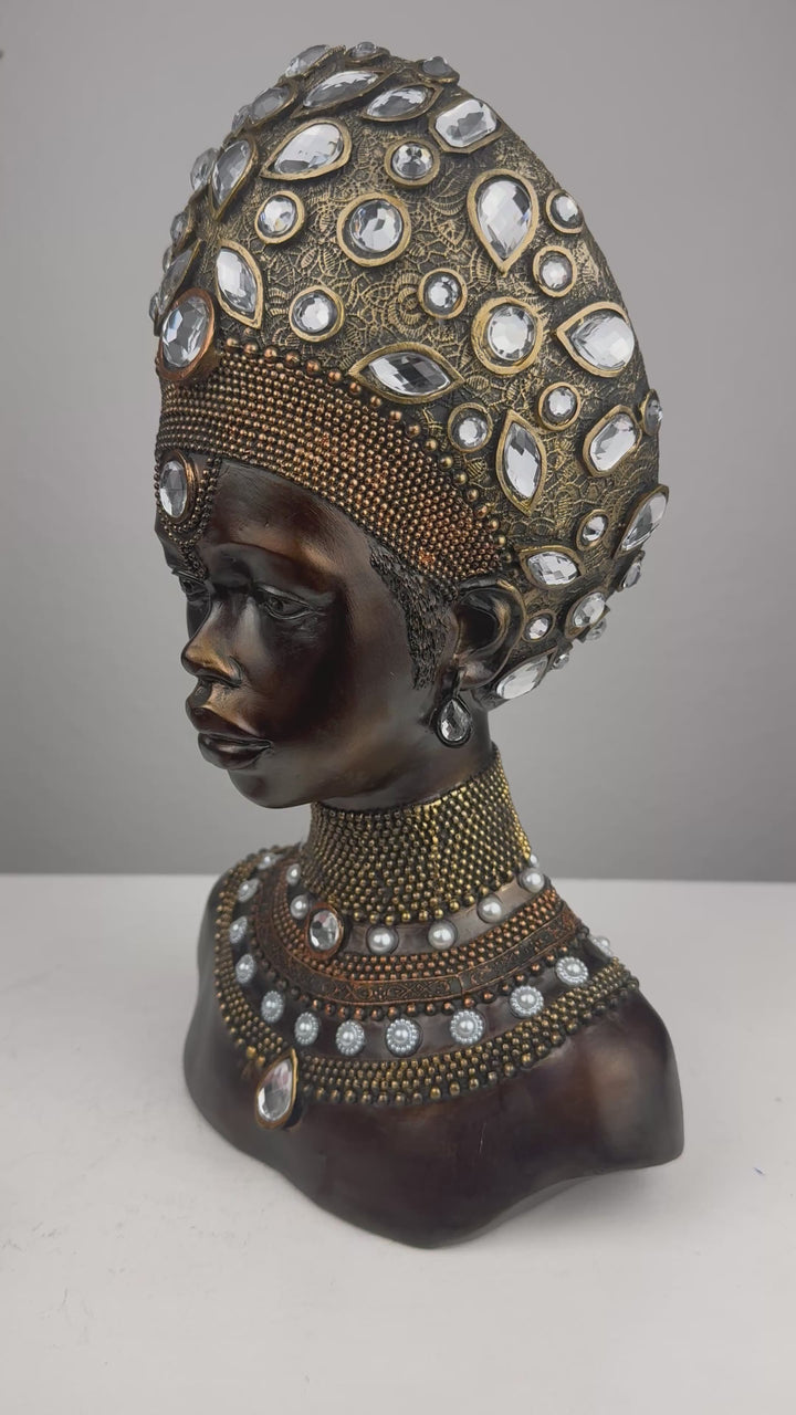 Majestätische Afrikanische Königin Büste (Bronzefinish)