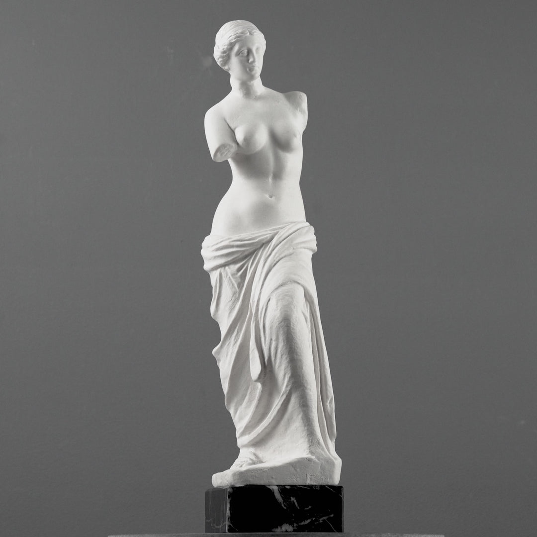 Venus von Milo Büste mit schwarzem Marmorsockel