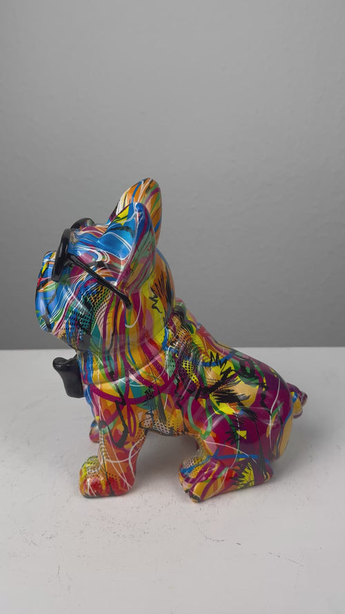 Bulldogge mit Fliege Statue (Graffiti Pop Art Skulptur)