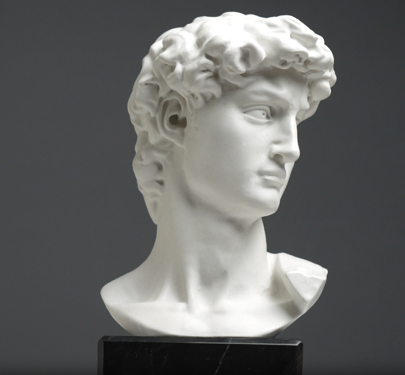 David Büste von Michelangelo mit schwarzem Marmorsockel (Klein)