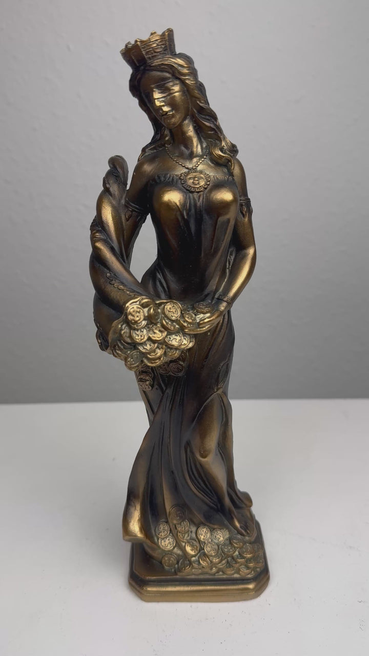 Fortuna Skulptur – Göttin des Glücks und Reichtums (Patinierte Bronzefigur)