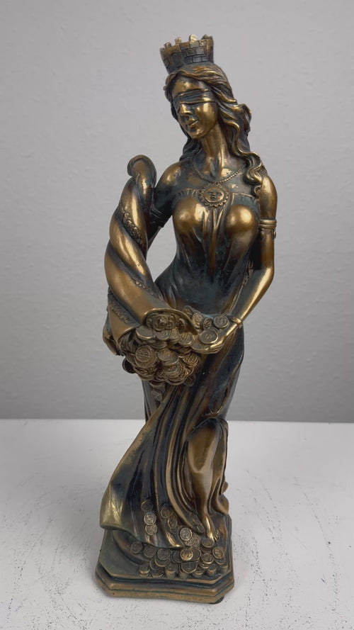Lady Fortuna Statue – Griechische Göttin des Glücks (Patinierte Bronzefigur)