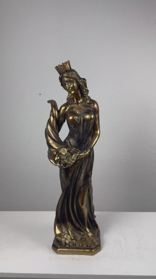 Lady Fortuna Statue – Griechische Göttin des Glücks (Groß, Patinierte Bronzefigur)