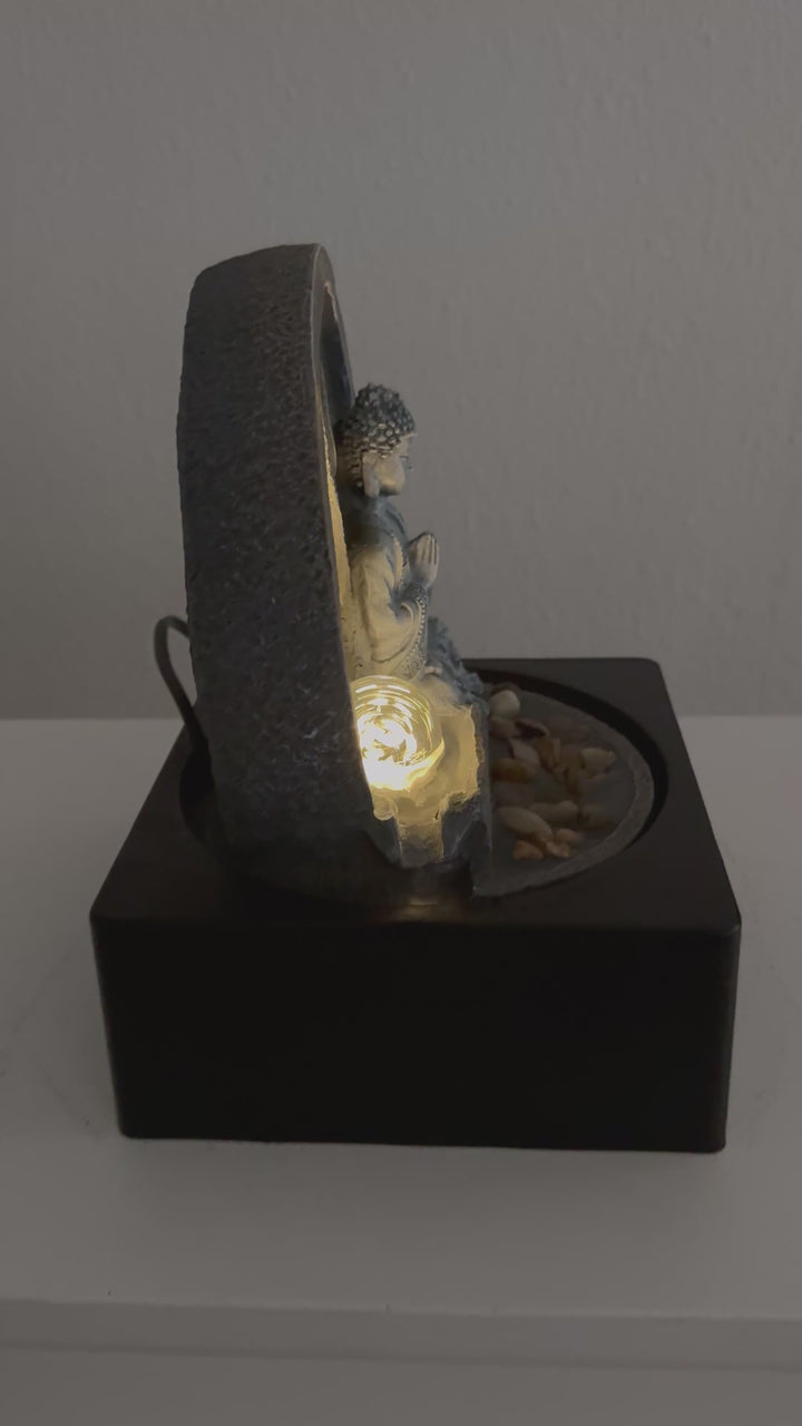 Buddha Brunnen für Innen – Zen Ruhe mit Licht und Wasserfluss