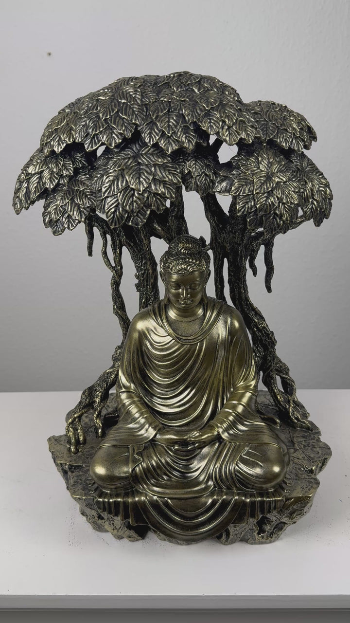 Buddha unter Bodhibaum Statue (Bronzefinish Skulptur)
