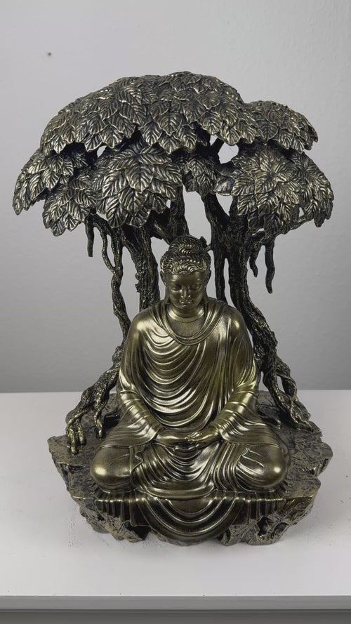 Buddha unter Bodhibaum Statue (Bronzefinish Skulptur)